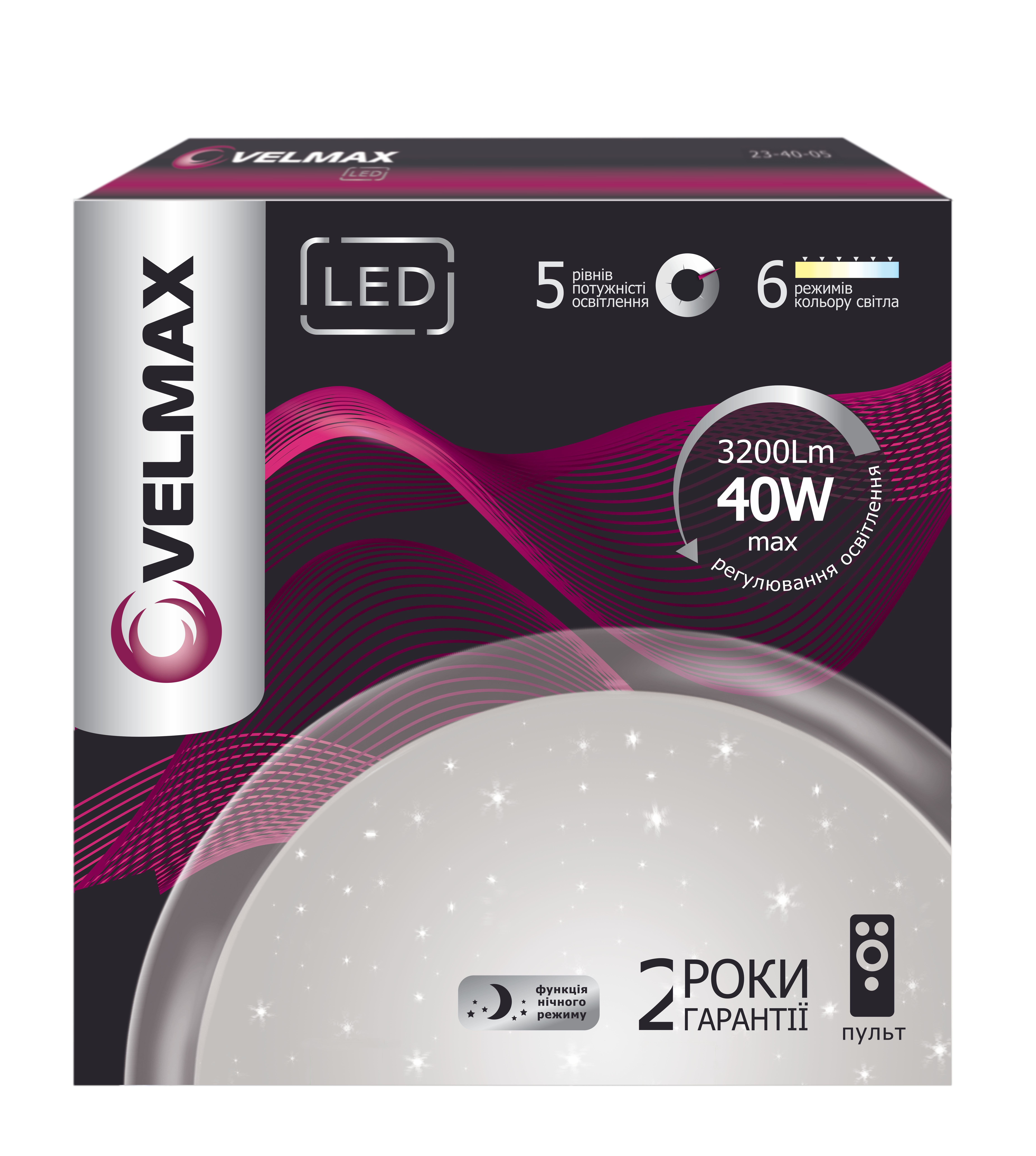 LED св-к VELMAX V-CL-Galaxy, 40W, smart, 405*73мм, 3000K-6500K, 3200Lm, кут 140°